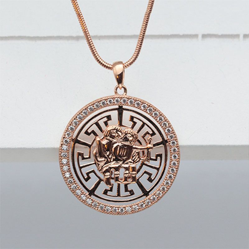 Purple Gold-Plated Rose Gold 18K Leo Pendant Twelve Constellations Classic