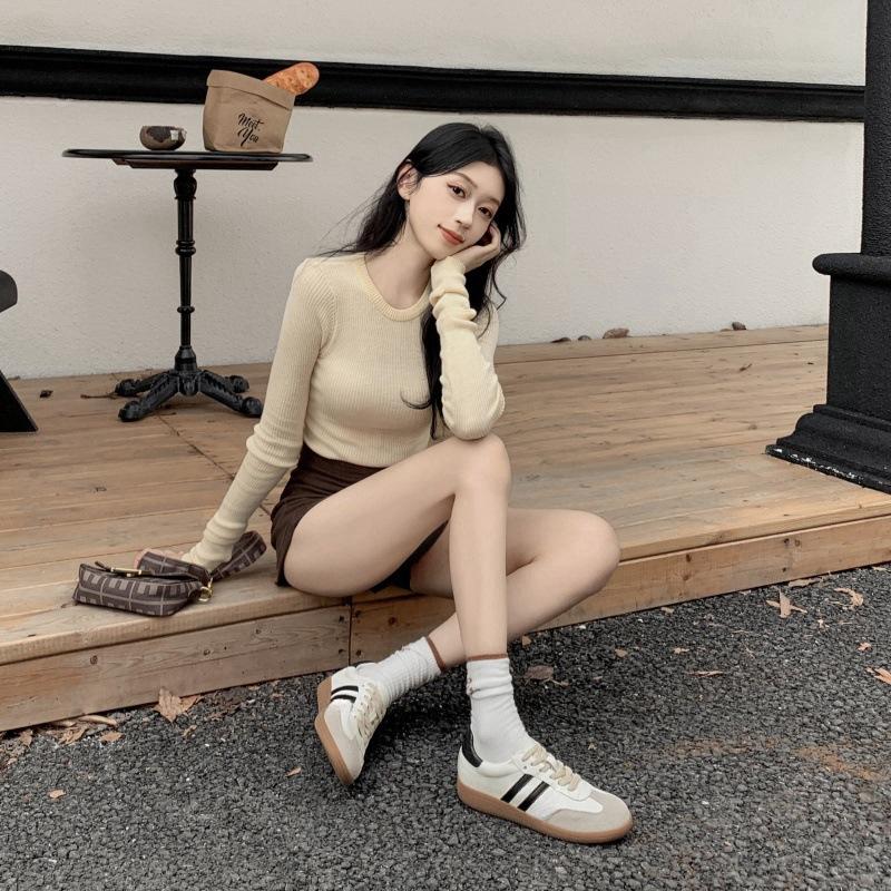 Inner height increase leather lace-up German training shoes women's 2025 spring new soft-soled sports and leisure board shoes retro white shoes