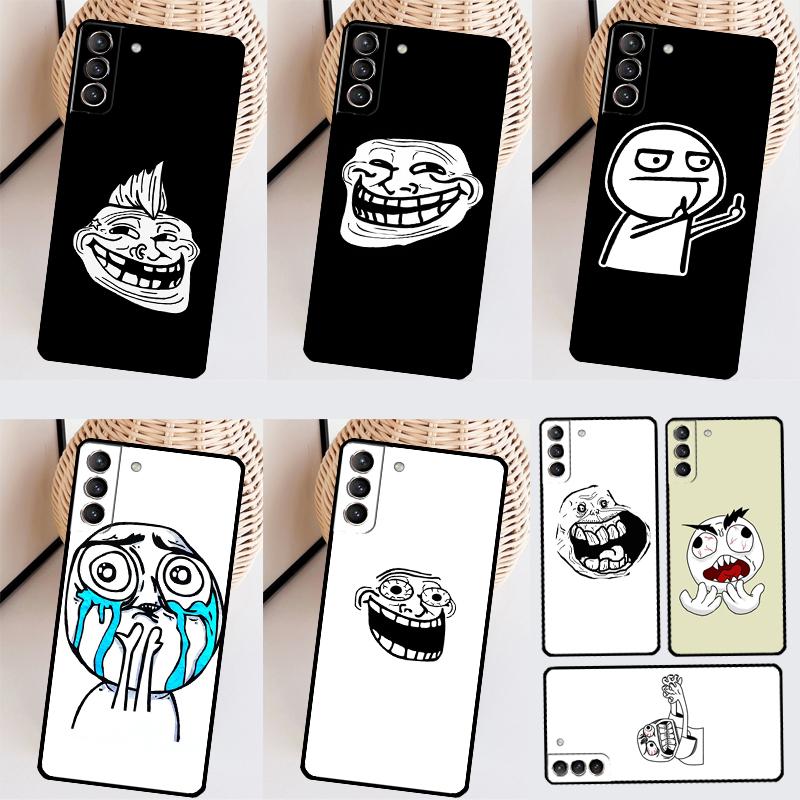 Troll Face Meme Case For Samsung Galaxy S23 FE S20 S21 S22 Ultra S8 S9 S10 Plus Note 10 20 Ultra Soft Cover