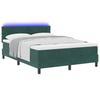 LED Box Spring Bed with Mattress Dark Green 140 x 200 cm Velvet