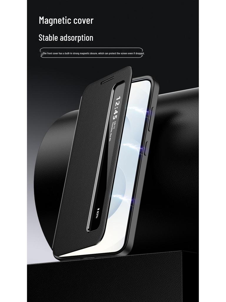 Samsung S25U/S26U Leather Phone Case - Flip-Free Answering and Window Design
