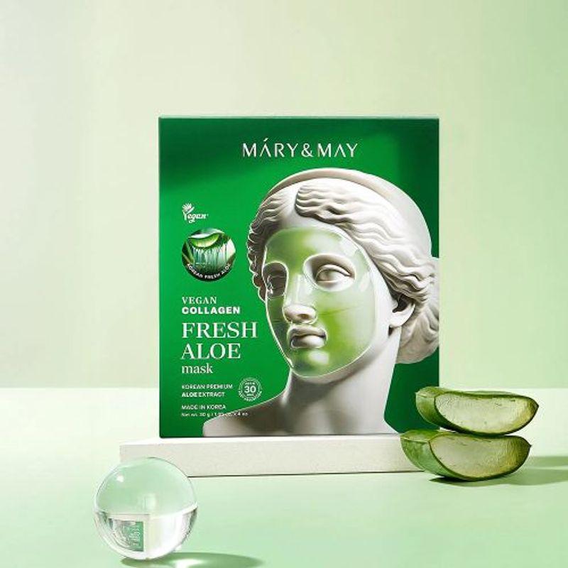 Mary&May Vegan Collagen Fresh Aloe Mask (30g * 4ea)
