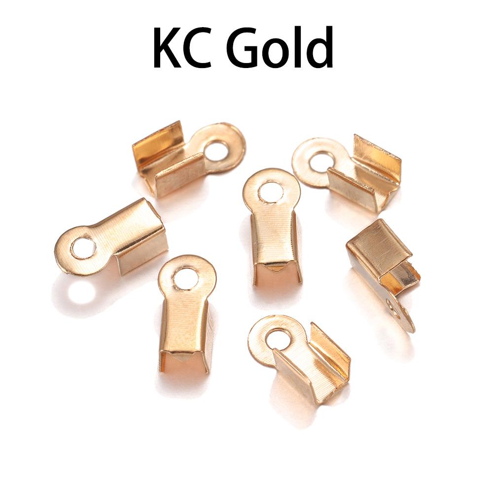 200 Stück/Los Hohlklemmen Kordelendkappen Schnur Band Leder Klemme Spitze Falz Crimp Perlenverbinder Für Schmuckherstellung DIY Zubehör