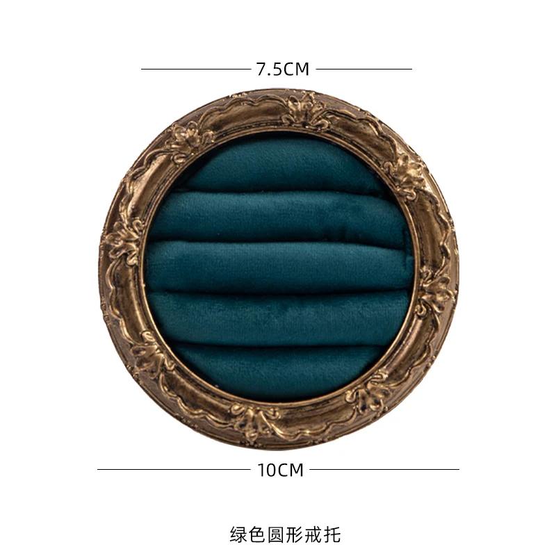 Premium Jewelry Display Stand with Vintage Green Velvet Earring Necklace Holder for Retail Store Counter/Photography Props