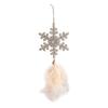 Christmas Tree Ornament Snowflake Plush Pendant Hanging Xmas Pendant with Feather Elements Sequins Bells Winter New Year Party Decor