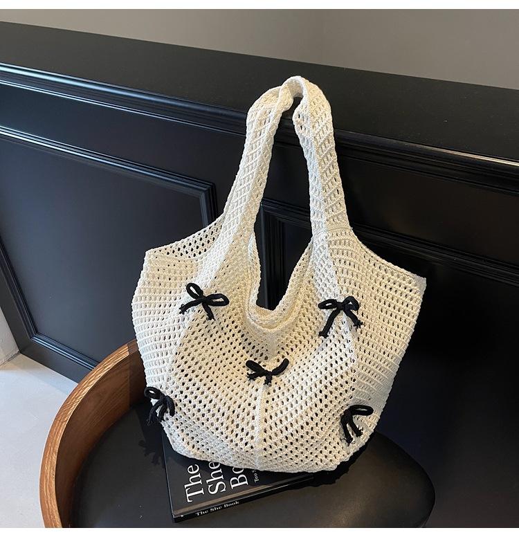 

Новая ленивая ретро шерстяная вязаная сумка для отпуска, большая вместимость, пляжная, для отдыха, универсальная плетеная сумка белый