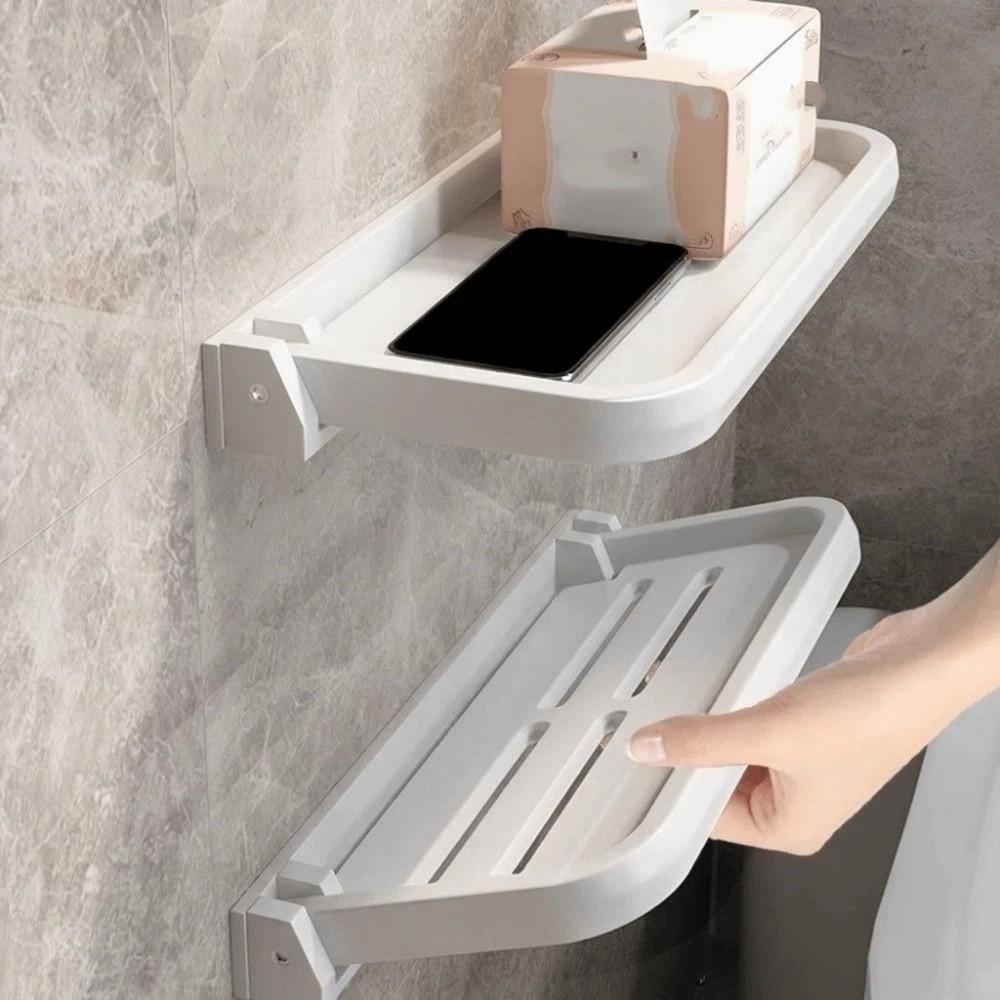 Space Saving Storage Shelf Thickened Wall Storage Rack Bathroom Folding Rack RV Storage