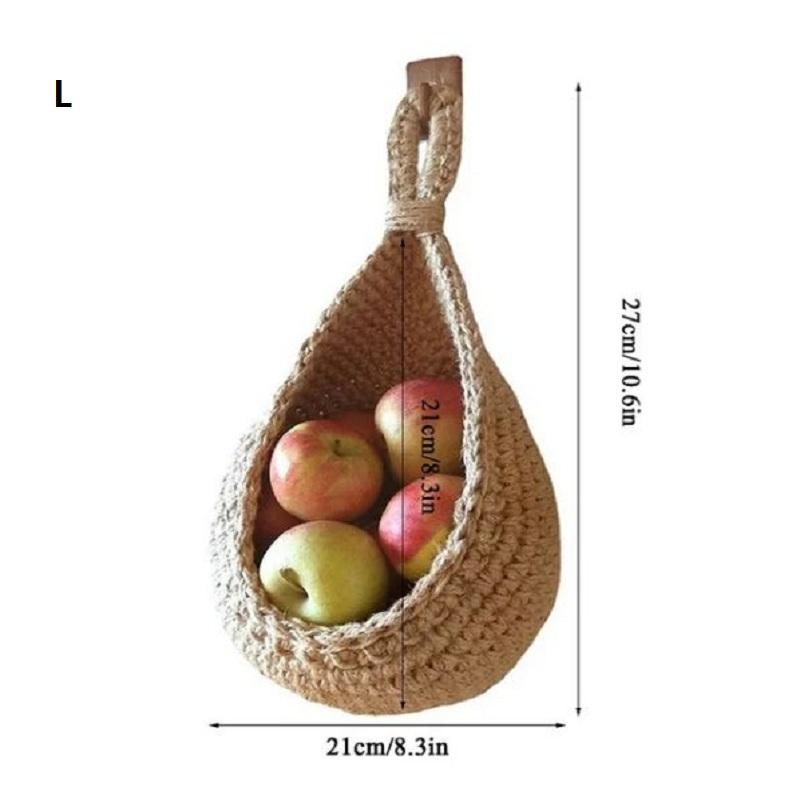 XS-2XL Handwoven Wall Hanging Fruit Vegetable Basket Teardrop Plant Basket Kitchen Table Wall Hanging Storage Basket Container