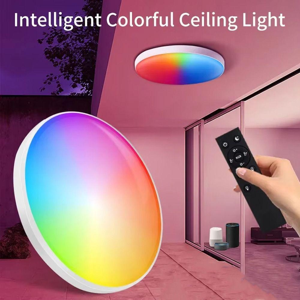 24W Power Tuya Smart WiFi Ceiling Light RGB Color Changing Dimmable Function Smart LED Ceiling Light 220V Voltage Flush Mount