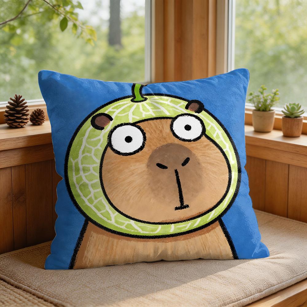 Cute Kicapara Cartoon Cushion Cover Silky Short Plush Invisible Zipper Dustproof Sofa Pillow Case For Home Decor