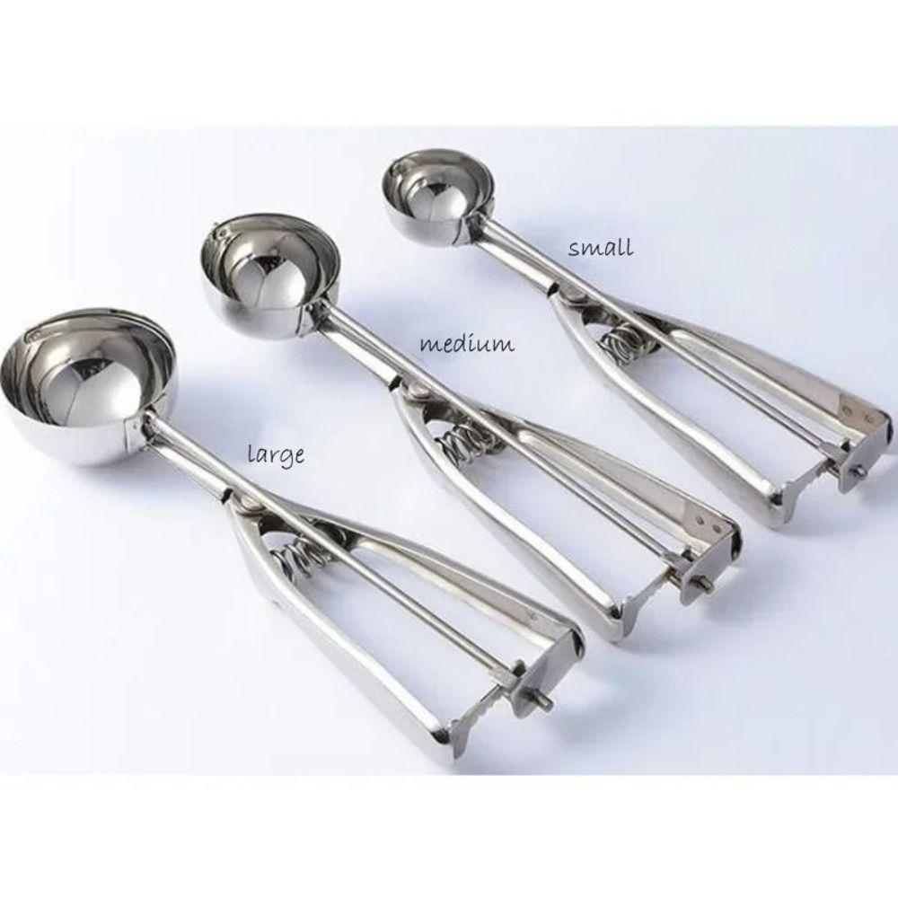 3Pcs/Set Mash Ice Cream Scoop Stainless Steel Ice Ball Digger Watermelon Ball Scoop  Dough