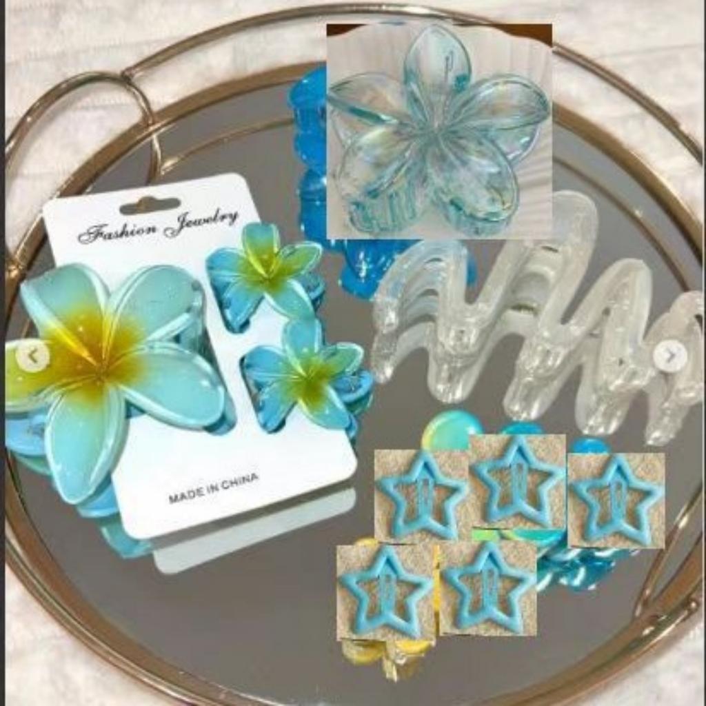 10pcs/set Sweet Gradient Flower Wave Star Hair Clips Claw Clamp Hairpin Women Beach Barrette Hairpin Summer Hair Accessories