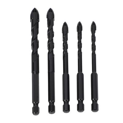 5PCS Set Masonry Drill Bits Cemented Carbide 14 Inch Hex Shank Professional Concrete Drill Bits