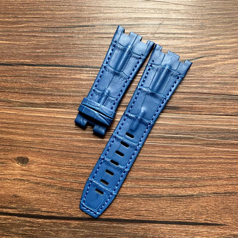 

Ремешок из натуральной кожи для AP 15703 Royal Oak Offshore Series 28 мм * 22 мм, черный, коричневый, синий, красный, ремешки для часов, аксессуары для мужчин With rosegold buckle чистый/синий