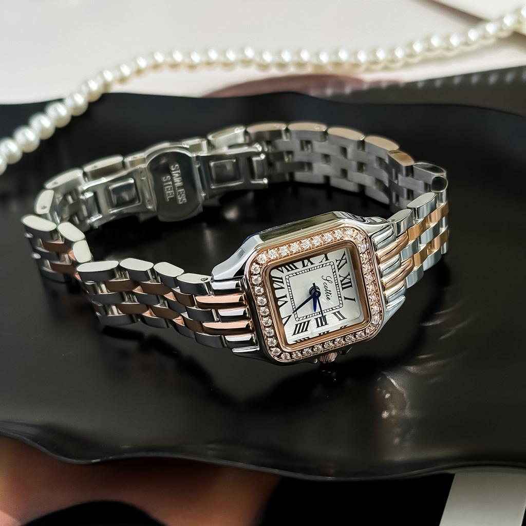 Watch Ladies Small Dial Small Square Roman Diamond Steel Belt Small Square Women'S Watch