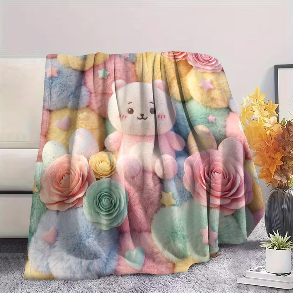 1Pc Chiikawa Print Flannel Blanket, High Quality Comfortable for All Seasons, Home Decor, Warmth and Comfort, Perfect for Christmas Gifts