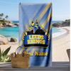 Asciugamano da Spiaggia Personalizzato Leeds Rhinos, Stampa il Tuo Nome Testo Asciugamano Leggero Assorbente per Nuoto Viaggio