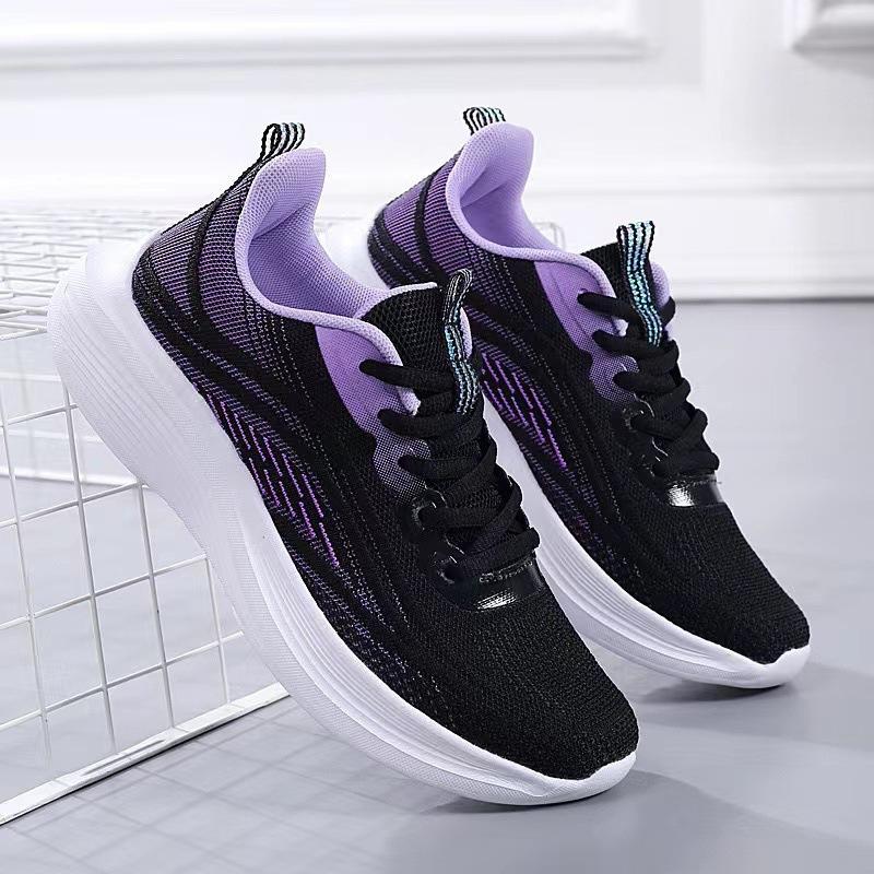 Damenschuhe neue Outdoor-Sportschuhe fliegendes Gewebe atmungsaktiv lässig leicht Laufschuhe Mutter Walking-Schuhe Reiseschuhe
