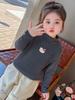 Girls' Fleece-Lined Long-Sleeve T-Shirt - Autumn/Winter Semi-High Collar Top