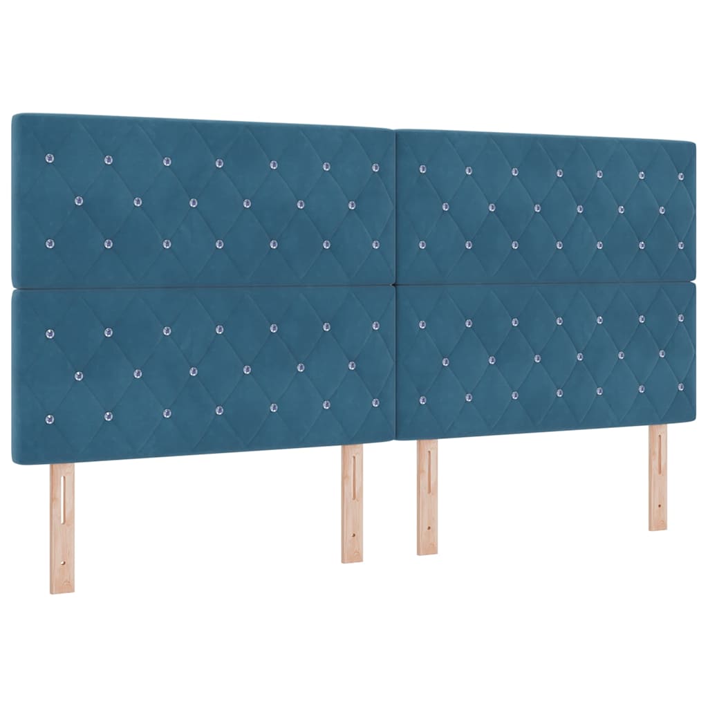 Box Spring Bed with Mattress Dark Blue 200 X 200 Cm Velvet