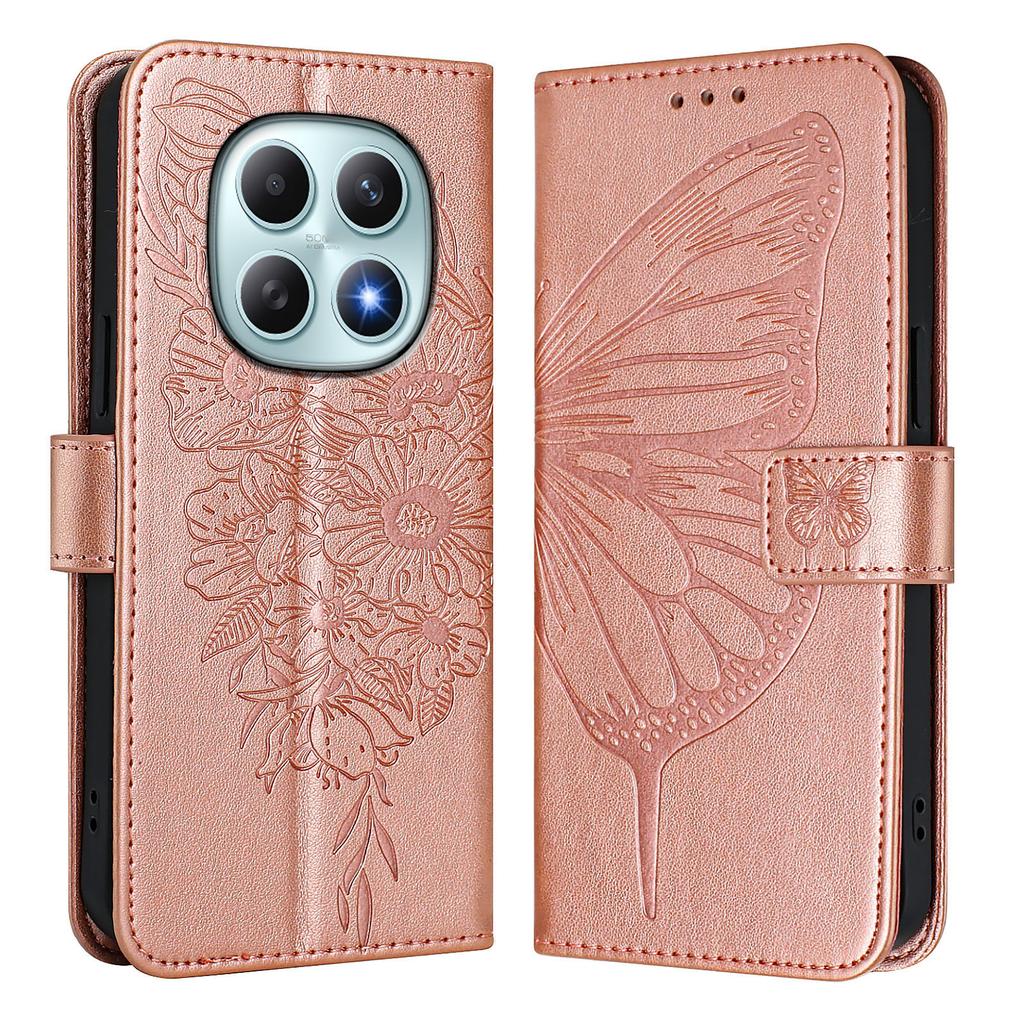 For Xiaomi Poco M8 5G/Redmi Note 15 5G (Global)/15 4G (Global) Wallet Case with Wrist Strap Butterfly Imprint Leather Phone Cover
