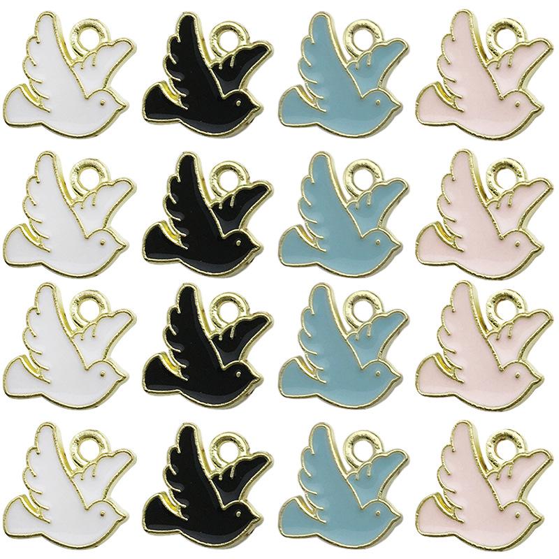 Korean Alloy Drip Oil Pigeon Pendant for DIY Jewelry & Hair Accessories