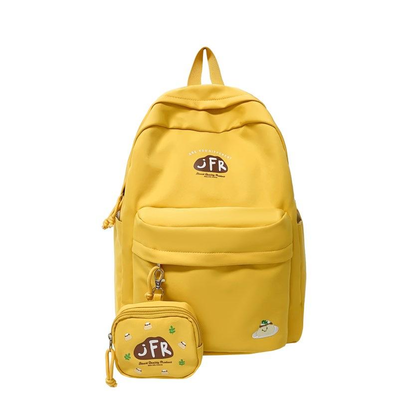 

New student schoolbag, junior high school student backpack, simple large capacity, small fresh travel backpack жовтий