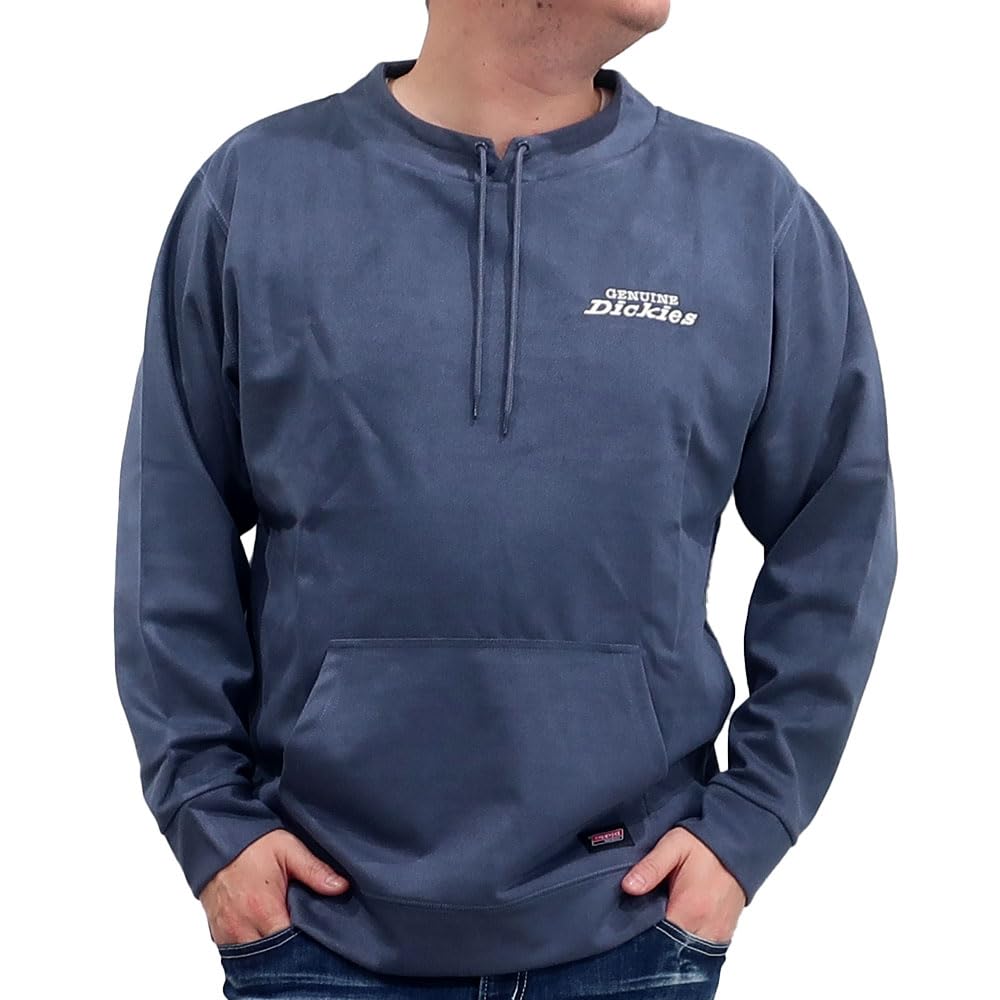 

GENUINE Dickies Twill Police Suede Spindle Neck Pullover Hoodie for Men, Sizes M, L, and XL, 10001972 (JP, Alphabet, XL, Blue)