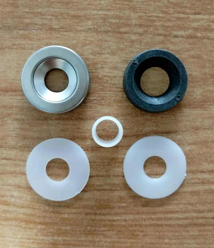 304 Stainless Steel Glass Clamp with Black Countersunk Gasket and White Sleeve for Stair and Balcony Guardrails