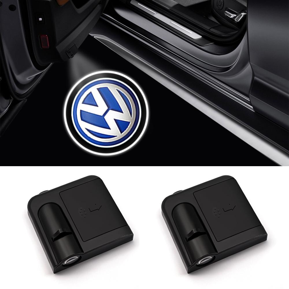 CGLWZ1 1/2Pcs Car Door Emblem LED Light Welcome Lamp Wireless Laser Projector For VW Passat Polo Touran Tiguan Jetta Golf accessories