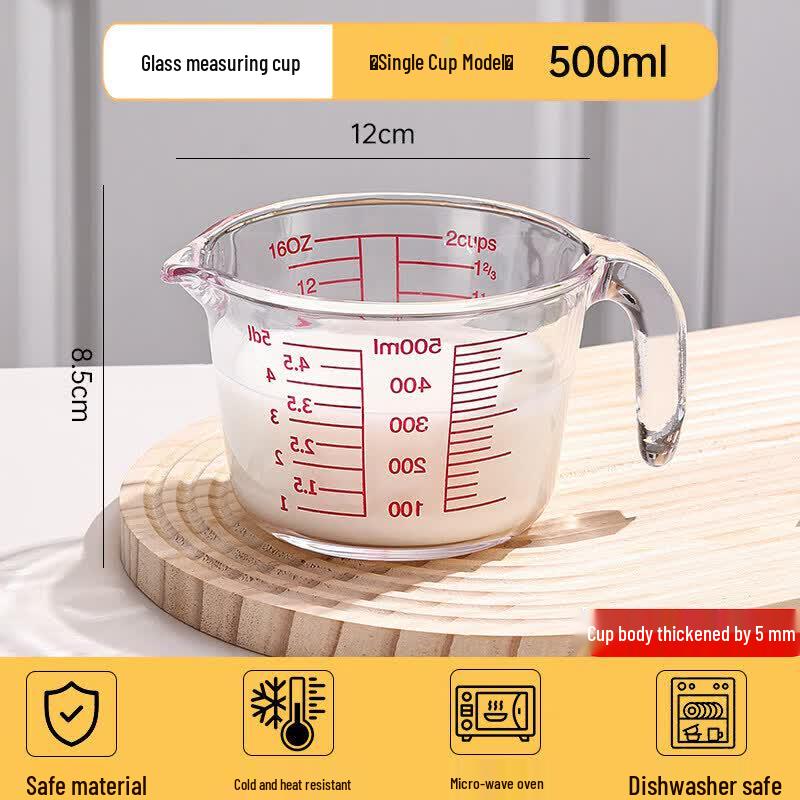 ZISIZ Heat-Resistant Glass Measuring Cup with Handle & Filter