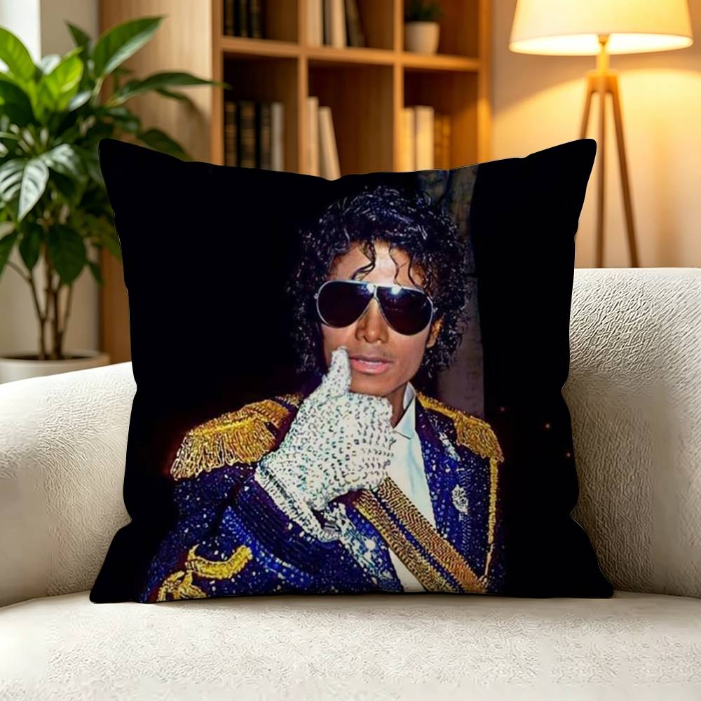 M-Michael Jackson King Of Pop Square Double-Sided printed Pillow Case Bedroom Bedside Pillow Sofa Cushion Cover