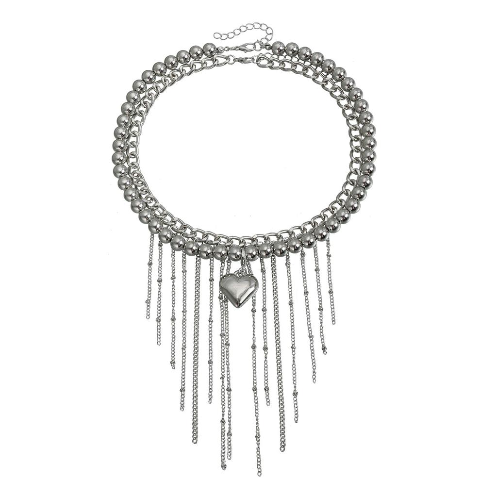 Sweet and Cool Babes Ins Scenery Surface Love Fringed Necklace Light Luxury Fashion Metal Sense Necklace