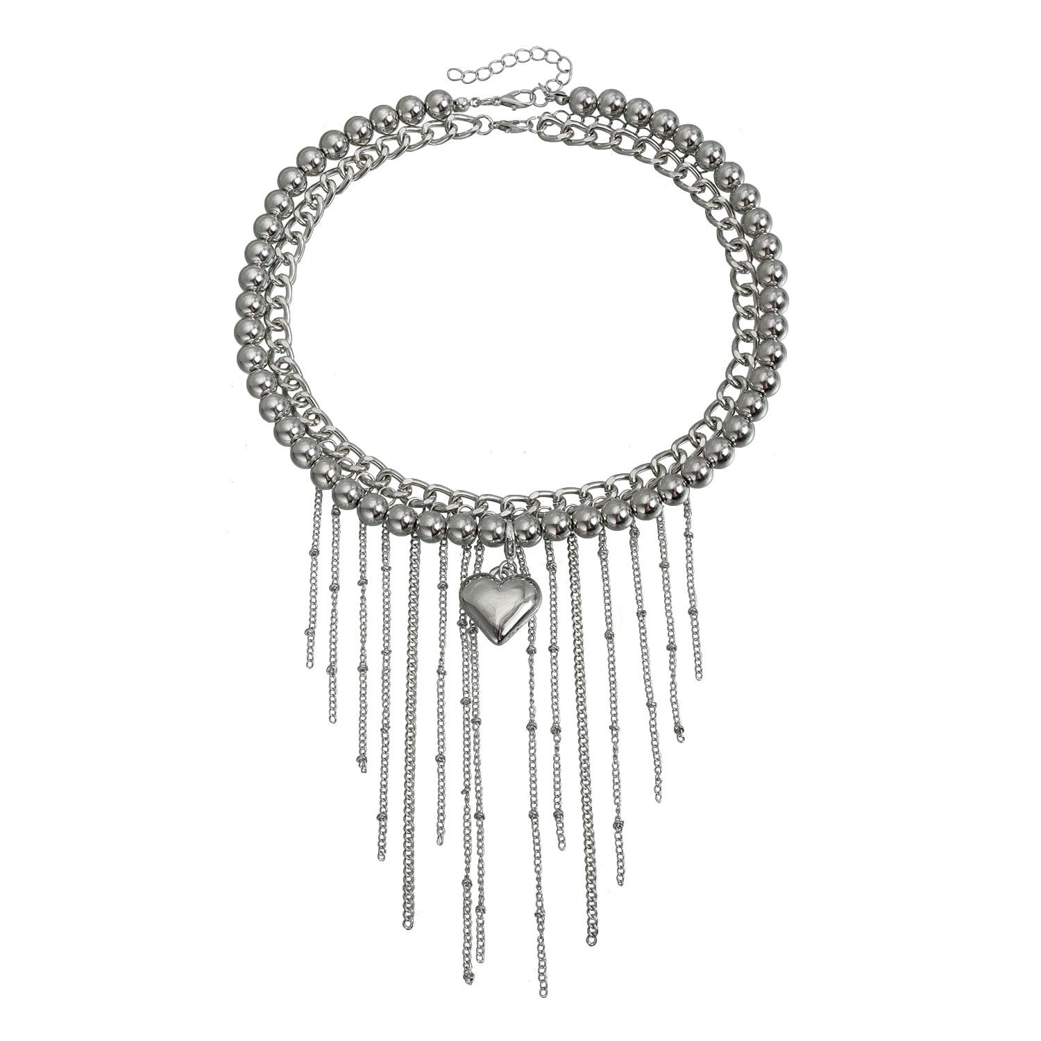 

Sweet and cool babes ins scenery surface love fringed necklace light luxury fashion metal sense necklace