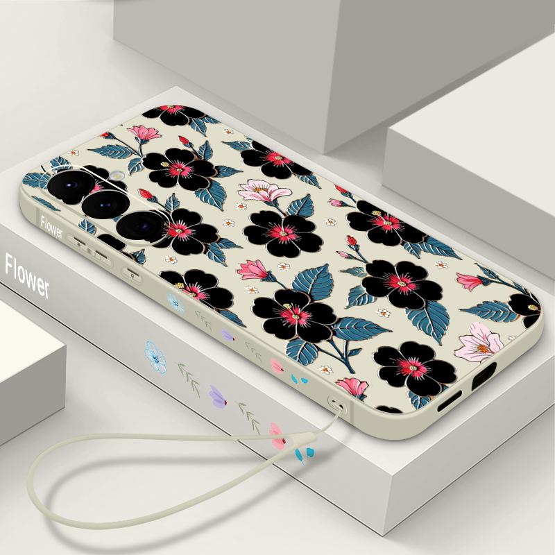 Floral Pattern Case For Samsung Galaxy S26 S25 Ultra S24 S23 S22 Plus S21 FE A15 A16 A17 A35 A36 A54 A55 A56 5G Soft Cover