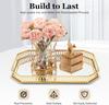 Gold Decorative Tray, Rectangular Desktop Serving and Vanity Tray, Modern Iron Electroplated Glass Tabletop,Home Decorative Tray