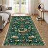 Christmas Runner Rug Non-Slip Winter Holiday Festive Floor Mat Soft Christmas Tree Santa Claus Carpet for Indoor Bedroom Dining