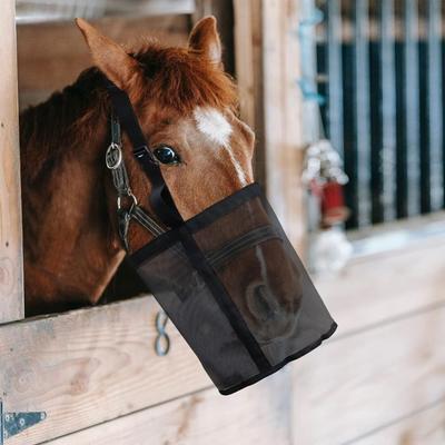 Leak-Proof Horse Feeding Bag Adjustable Mouth Dry Grass Bag Portable Horse Feed Bag  Training