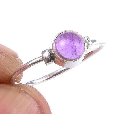 Natural Amethyst Gemstone Handmade 925 Solid Sterling Silver Ring Size 5 f3V89
