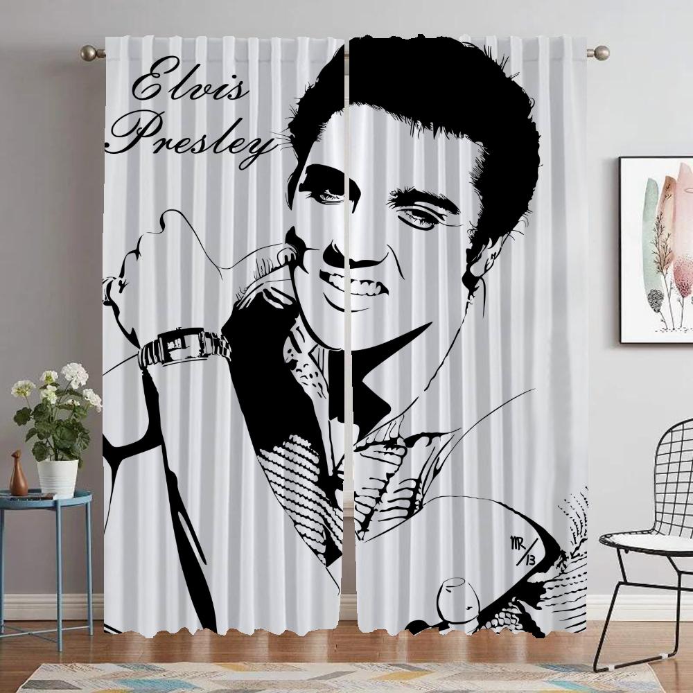 

Элвис затемняющие шторы для камеры кухонные шторы 2 шт гостиная занавески Хэллоуин украшения абажуры тюль для спальни W50xH70cmx2pcs-CL