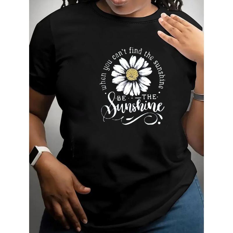 

European Size Women Casual Short Sleeve Tee 1 Pcs Heavy Polyester - Comfortable Crew Neck, Soft Adorable Tees Tops 4XL чорний