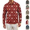 Men's Golf Shirt Long Sleeve Casual Christmas Print Quick-Dry Mesh Top