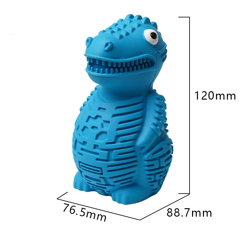 Cute Pet Puzzle Toy Treat-filling Capbbilities for Chew Durable Rubber Dinosaur Dog Teeth Cleaning Toy