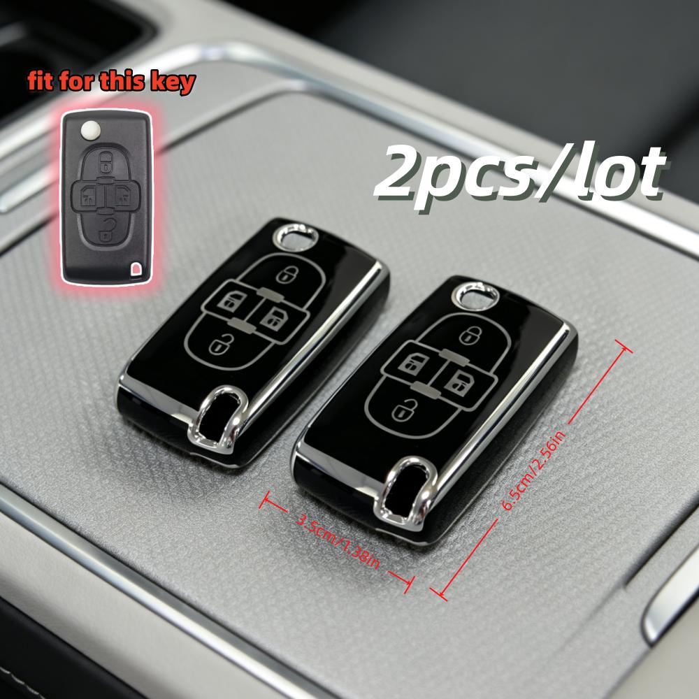 2pcs Car Key Case Covers For Peugeot 1007 807 For Citroen C8 4 Buttons Remote Key Protector