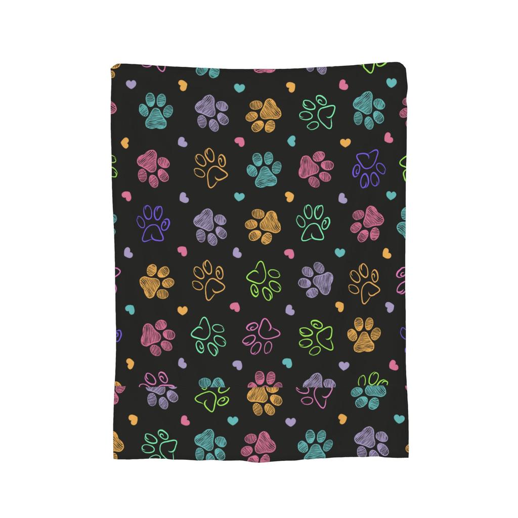 Dog Paw Cartoon Pet Blankets Coral Fleece Plush Decoration Ultra-Soft Throw Blankets for Bedding Travel Bedspread