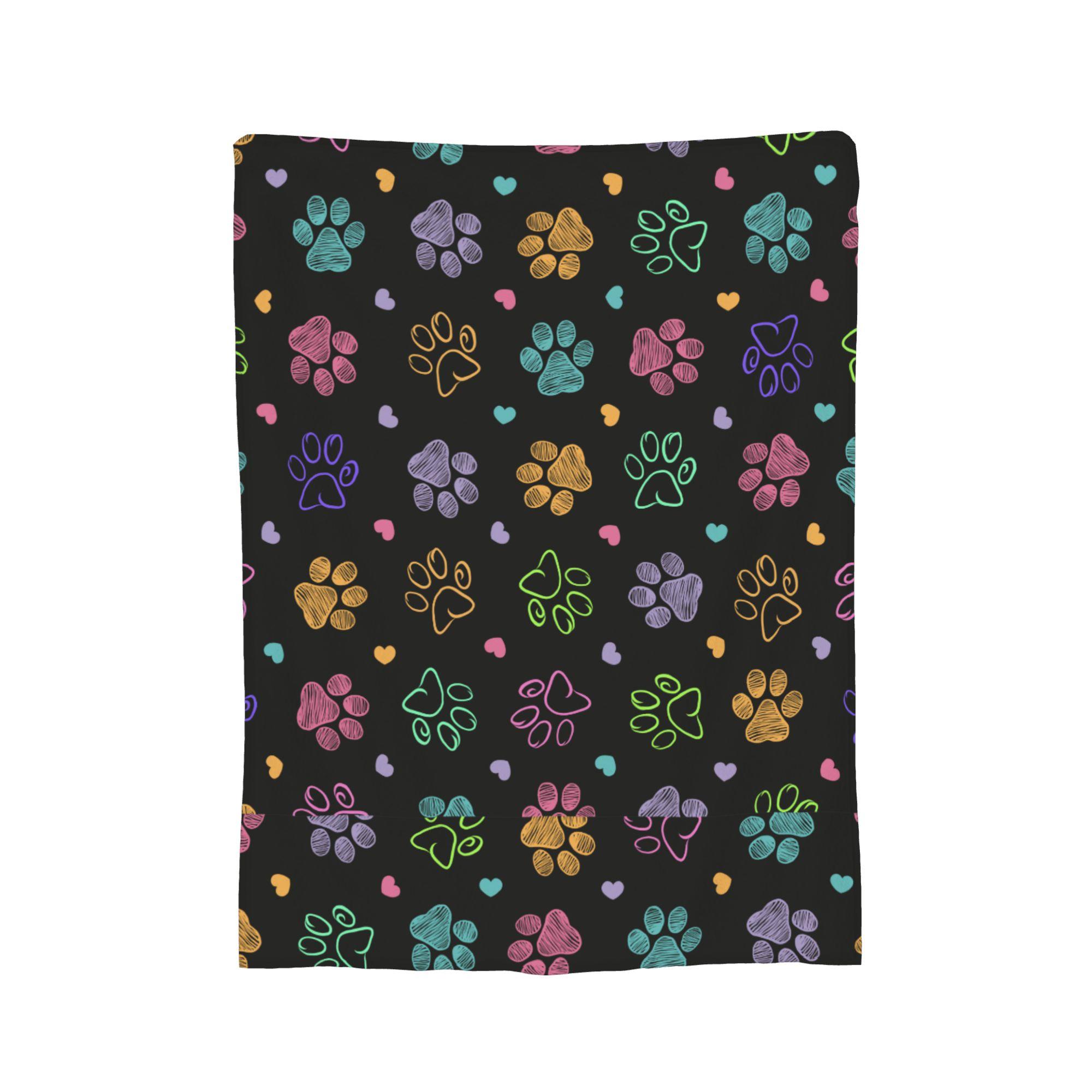 Dog Paw Bone Gift Blanket Flannel All Season French Bulldog Footprint Cartoon Breathable Warm Throw Blanket for Bed Car Quilt 30x40in