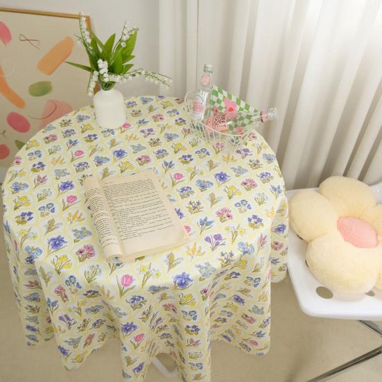Obrus Sezonowy Letni Wodny Druk Kwiatowy Okrągły Odporny na Rozlania Odporny na Zmarszczki Pokrowiec na Stół Wystrój Domu