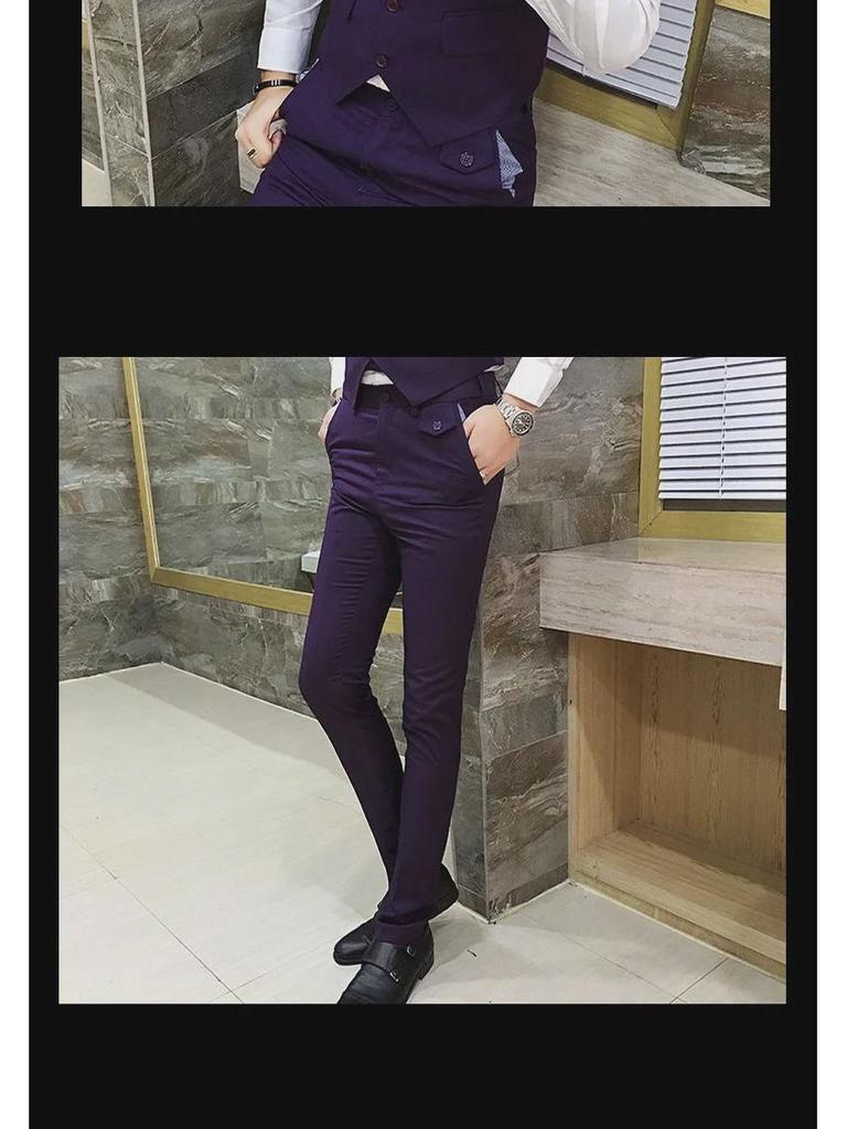 חליפת שלושה חלקים לגברים בגזרה צמודה, גזרה יומיומית ורשמית - מושלמת לחתונות, שושבינים ולאנשי מקצוע