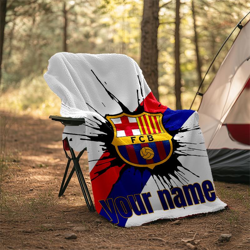 Customiz Name Personality FC Barcelona logo Blanket Soft&Warm Office Bed Travel Lunch Break Blanket,Gift All Seasons