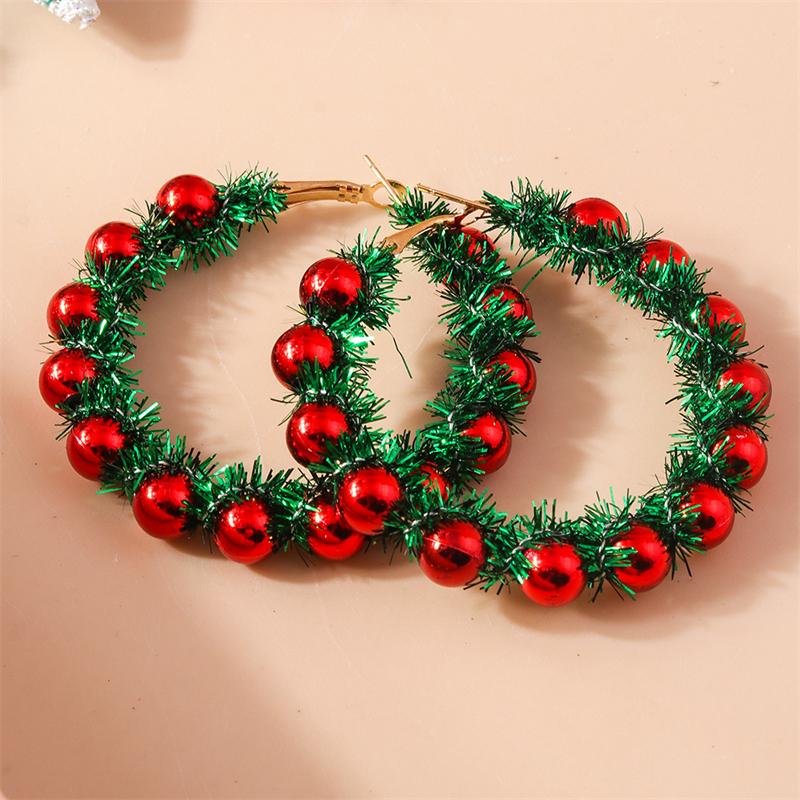 Fashion Merry Christmas Wreath Circle Hoop Earrings for Women Girls New  Party Festival Jewelry Gifts